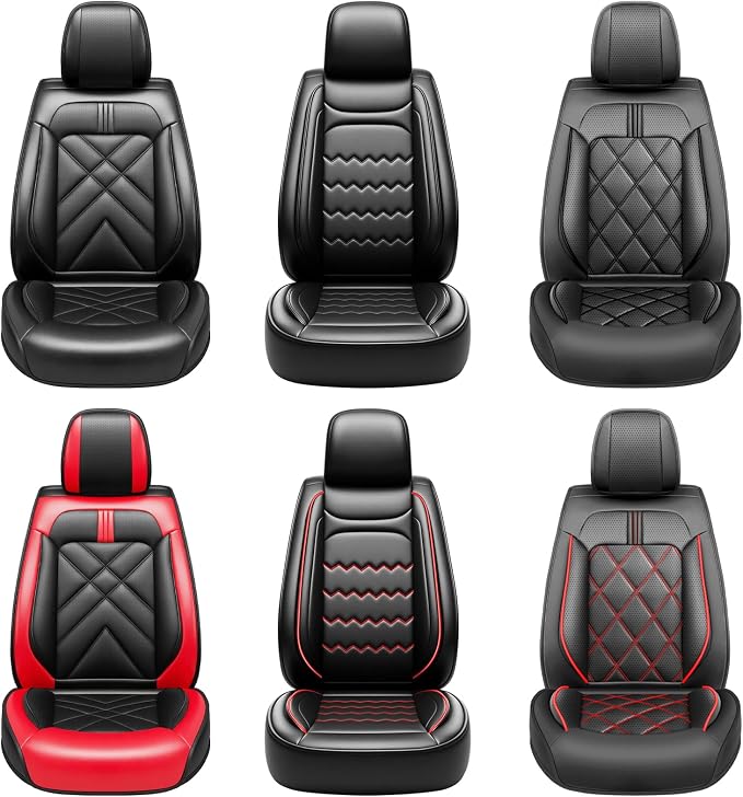 Forte Car Seat Covers Custom Fit for Kia Forte 2010-2024, Full Coverage Leather Waterproof Breathable Seat Covers, Automotive Seat Protectors, Airbag Compatible(2 Front Seats, Black) - Image 8