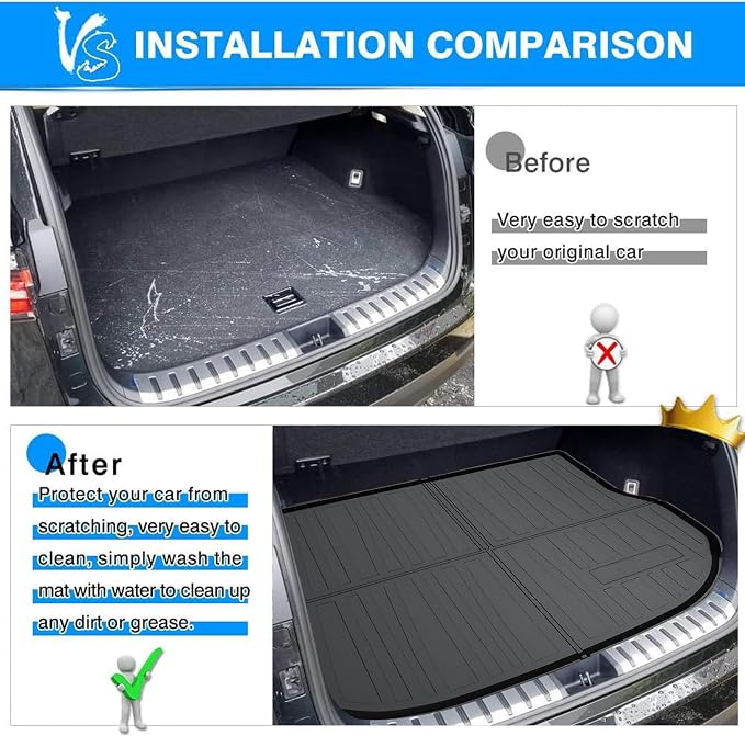 Powerty Trunk Mat for 2015-2021 Lexus NX200t NX300 NX300h, All Weather TPE Cargo Mat Liner for Rear Trunk - Image 4