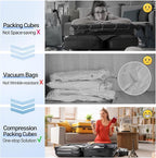 OlarHike 8 Set Compression Packing Cubes for Travel Essentials,Compressible Expandable Space Saver Bags for Organizing Clothes,Luggage Suitcase Garment Bags with Over 1000 pcs Mesh Holes(Black) - Image 7