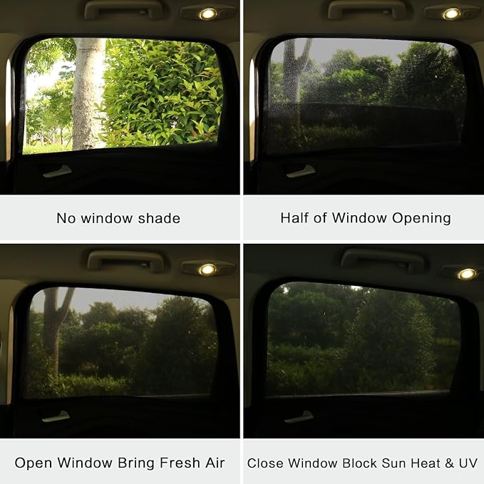 2 Pack Car Camping Window Shades Screen Mesh 27"x43" for SUV, Pickup, Truck | Elastic Breathable Mesh UV & bug Protection Side Window Covers for Car Camping Overnight Sleeping Car Window Shade for Baby - Image 4