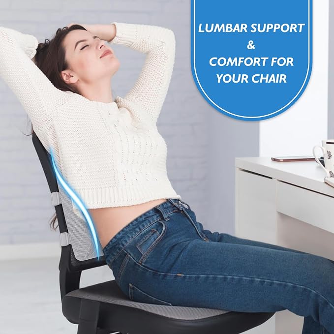 Lumbar Support Pillow for Office Chair, Back Support, Memory Foam | Improve Sitting Posture & Back Pain Relief. Lumbar Pillow Fits Office, Gaming & Car Chairs with Adjustable Dual Straps - Image 7