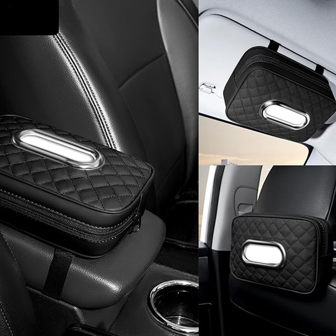 Car Tissue Holder,Claret | extra large capacity car tissue box can hold 130-180 tissues per box, size: 7.9"x5.1"x2.4" - Image 4