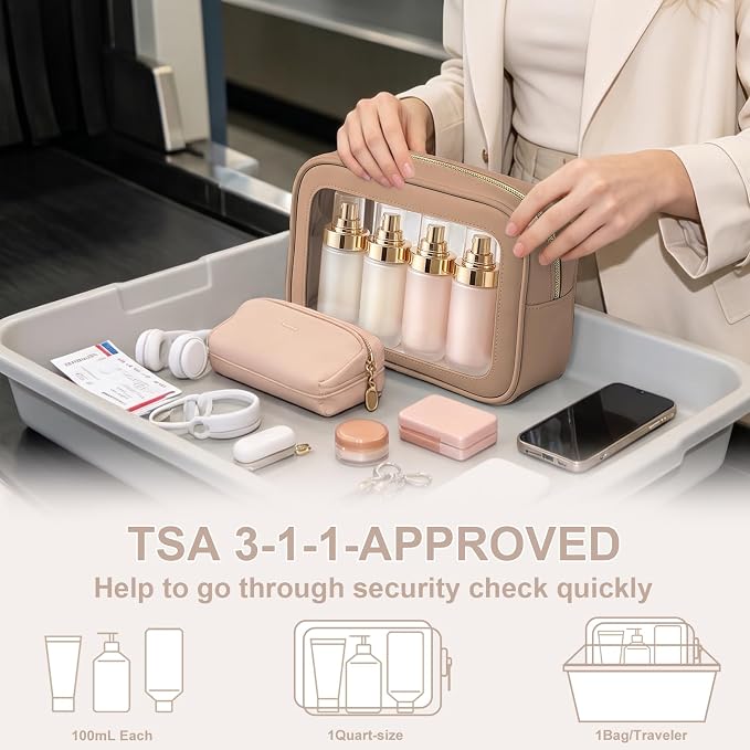 2PCS Clear Makeup Bags with Handles, TSA Approved Toiletry Bags, Diaper Bag Organizer Pouch, TPU Car Storage Organizer with Zippers, Waterproof Travel Organizer Bag for Women - Image 8