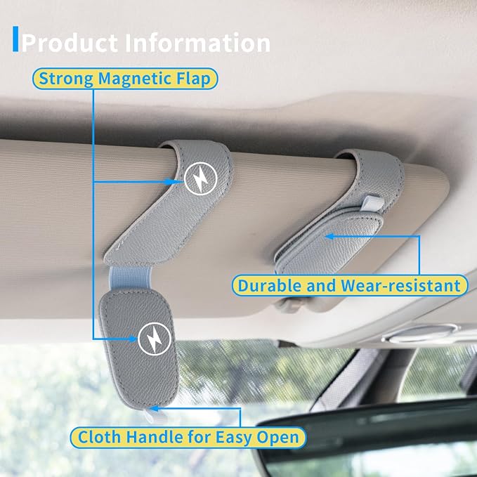 Yuoyar 2 Packs Magnetic Sunglass Holder for Car Visor (Blue) | Magnetic Interior Car Accessories - Image 4