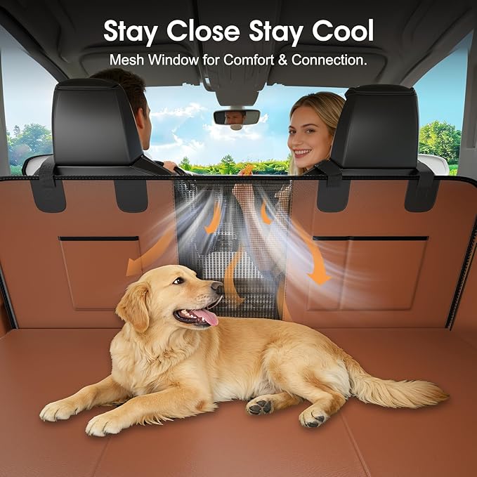 Hard Bottom Dog Car Seat Cover, 52"×65", Waterproof PU Leather | Stable Hard Bottom Support for Comfortable Rides with Large Dogs - Image 5