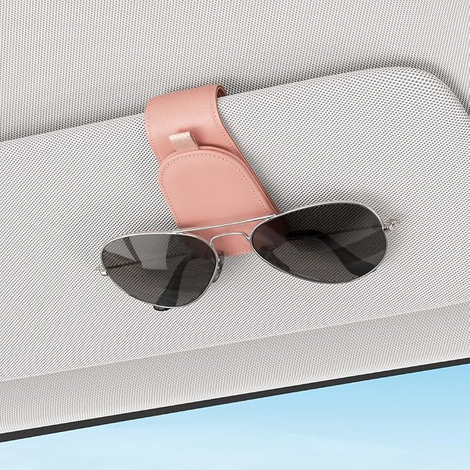 Sotfamily Magnetic Sunglass Holder for Car Visor, 2 Packs, Faux Leather | Strong Magnetism, for Most Car Visors, No Marks on Visor, Gift-Ready Packaging, Sunglass Organizer, Car Accessories for Men - Image 2
