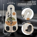 Blusabaca 2PCS Car Seat Headrest Hooks, Purses Bags Holder, Boho Leaves | PU Leather, Double Metal Back Storage Hangers for Grocery Bags Handbags Bottles Coats Phones, Car Accessories Organization - Image 5