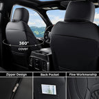 Coverado Custom Fit Front Seat Covers for Chevy Silverado/GMC Sierra 2007-2025 1500, 2015-2025 2500HD 3500HD Crew/Double/Extended Cab – Faux Waterproof Leather (Black) - Image 3