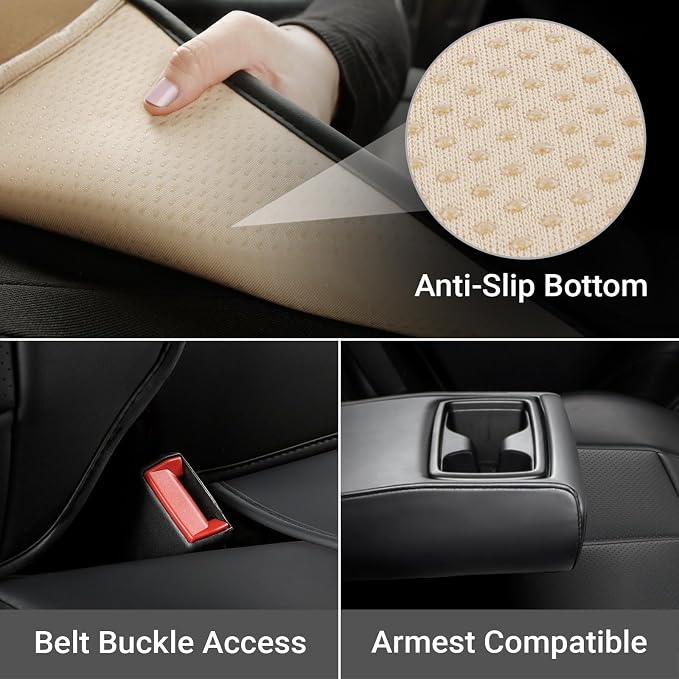 Coverland Custom SUV Car Seat Covers for 2019-2024 Subaru Forester | Premium Waterproof Faux Leather Non-Slip Memory Foam Airbag Compatible Custom Fit Interior Protector [Rear Seat-Black] - Image 3