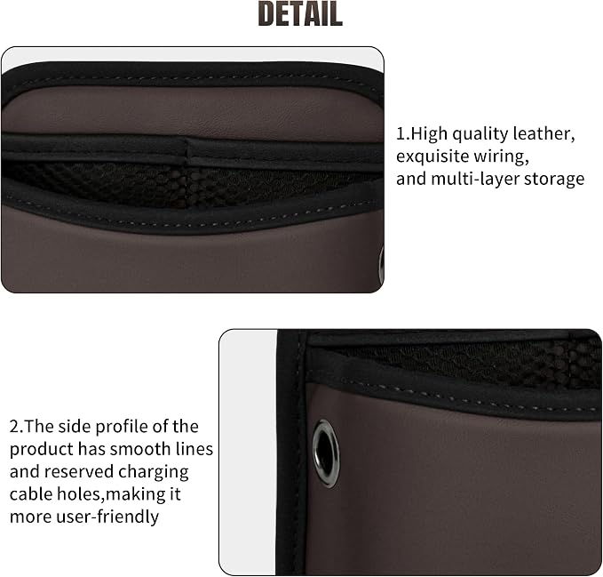 JEYODA Car Seat Side Storage Pocket, Small Organizer,PU Leather Multifunctional Console Side Organizer Bag for Phone, keys, sunglass,wallet,ect (Brown) - Image 6