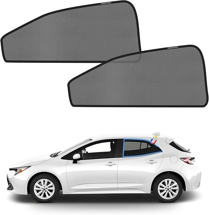KUST Car Window Shades for 2019-2024 Toyota Corolla Accessories, Breathable Mesh Magnetic Window Covers, Rear Back Side Window Sun Shades UV Block Privacy Protection for Baby Camping Napping 2PCS by KUST