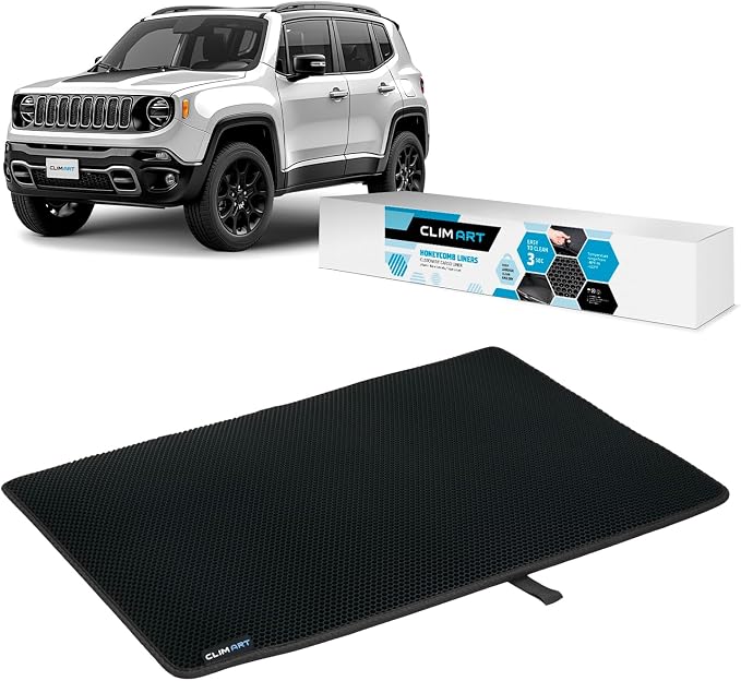 CLIM ART Cargo Liner for Jeep Renegade 2015-2023 Custom Fit Trunk Mat, with Honeycomb Dirtproof & Waterproof Technology - All-Climate, Heavy Duty, Anti-Slip Cargo Liner, Luggage - FL01115090 by CLIMART