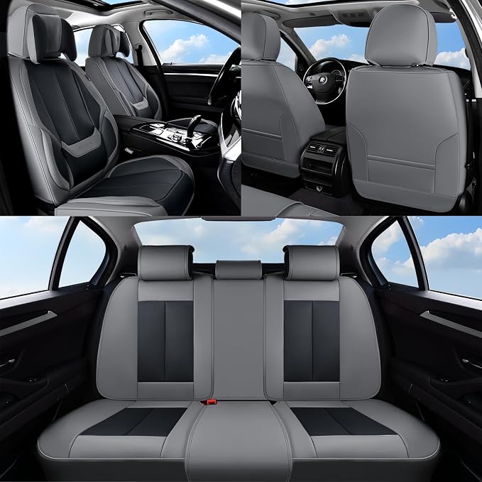 Coverado Car Seat Covers, Seat Covers for Cars, Waterproof Leather Auto Seat Protectors, Leather Car Seat Cushion, Car Interiors Accessories Universal Fit for Most Cars - Image 9