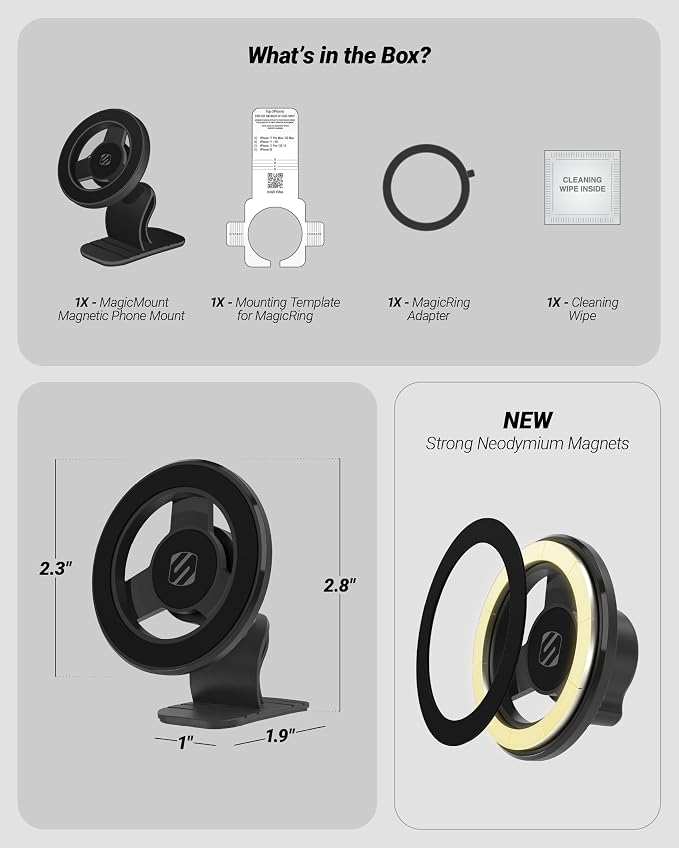 Scosche MagSafe Car Mount, Magnetic Dashboard Phone Holder for Car with 3M Adhesive Base, Strong Magnet Hold, 360° Rotatable Cell Phone Car Mount for iPhone 17/16/15/14/13/12, Includes Magnetic Ring - Image 7