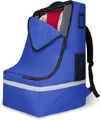 LARIPOP Car Seat Travel Bag for Airplane, Universal Gate Check Car Seat Bag, Padded Backpack with Waist Belt, Reflective Strips & Protective Feet, Fits Infant Convertible Booster Seats, Blue by LARIPOP