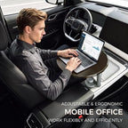 Wooden Car Tray Table with 360° Rotation, Height-Adjustable Car Desk for Laptop, Detachable Car Trays for Eating, Sturdy Steering Wheel Tray, Car Accessories Compatible with Tesla & Most Vehicles - Image 8
