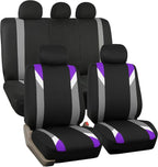 FH Group Premium Modernistic Flat Cloth Car Seat Covers – Universal Fit, Washable Seat Covers for SUV Sedan Van, Purple, Full Set by FHGroup