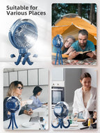 Misting Stroller Fan, 6000mAh Battery Operated Portable Fan with Light & 360° Pivoting, Personal Cooling Fans with Flexible Tripod for Baby, Office, Travel,Treadmill,Outdoors (Dark Blue) - Image 8
