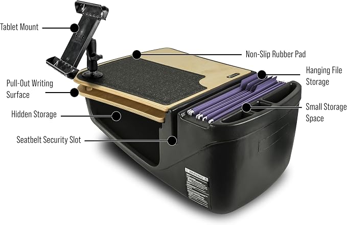 AutoExec GripMaster Car Desk for Your Vehicle Workstation and Mobile Office, Natural with Tablet Mount - Image 3