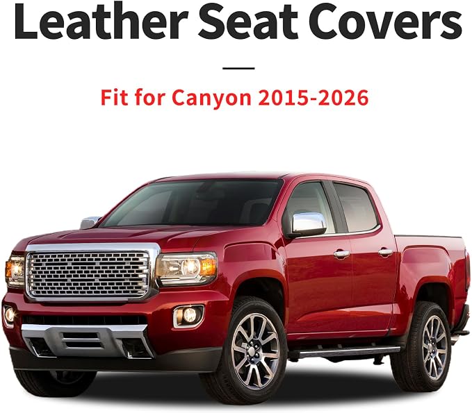 Fit Canyon Car Seat Covers for GMC Canyon 2015-2025 2026 - Luxury Leather, Anti-Slip, All-Weather Seat Cushions, Waterproof & Breathable, Airbag Compatible, Full 5-Seat Set (Redline) - Image 4