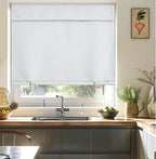 NICETOWN Greyish White Short Blackout Curtains 63 Inches Long for Bedroom | Portable Thermal Insulated Self Adhesive Window Curtains for Living Room, 1 Panel Sewn with Tiebacks, 52" x 63" - Image 7