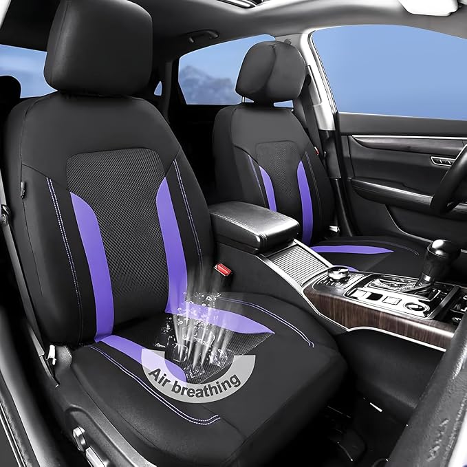 Bittwee Car Seat Covers Full Set, Breathable Automotive Front Seat Headrest Covers, Waterproof Comfortable Vehicle Seat Headrest Protection Accessories, Universal Fit (Purple) - Image 6