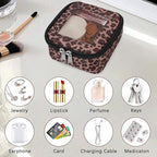 DOB SECHS Mini Leopard Makeup Bag for Purse 5.1'' x 5.1'' Small Makeup Bag for Car Cute Clear Cosmetic Bags with Zipper, Tiny Toiletry Bag Lipstick Organizer Pouch Case Travel Essentials Storage Pouch - Image 6