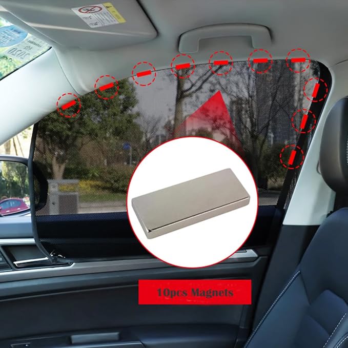 2PCS Mesh Car Side Window Shades with Magnets,Block UV Protection Cars Privacy Shades,Privacy Curtains for Napping Mosquito Repelling,Front Window Covers for Car - Image 7