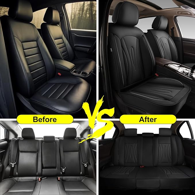 Car Seat Covers for Acura RDX 2008-2026 2027 Full Set Faux Leather | Waterproof Breathable Scratch Resistant 360° Wrap Airbag Compatible Easy Clean（5 Seats,Black) - Image 5