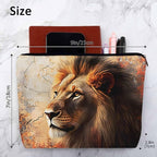 Makeup Bag Lion Makeup Bags For Purse Pouch, Wildlife Forest King Lion Travel Toiletry Bag Cosmetic Bag Makeup Bags Flax Makeup Organizer Bag Pencil Pouch For Man Woman, Brown - Image 4