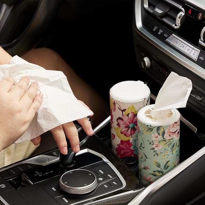 Chic Facial Tissue Holder for Car Cup Holder - Travel Tissue Tubes Box Container (3-ply, 4 Pack, 200 Sheets) - Image 6