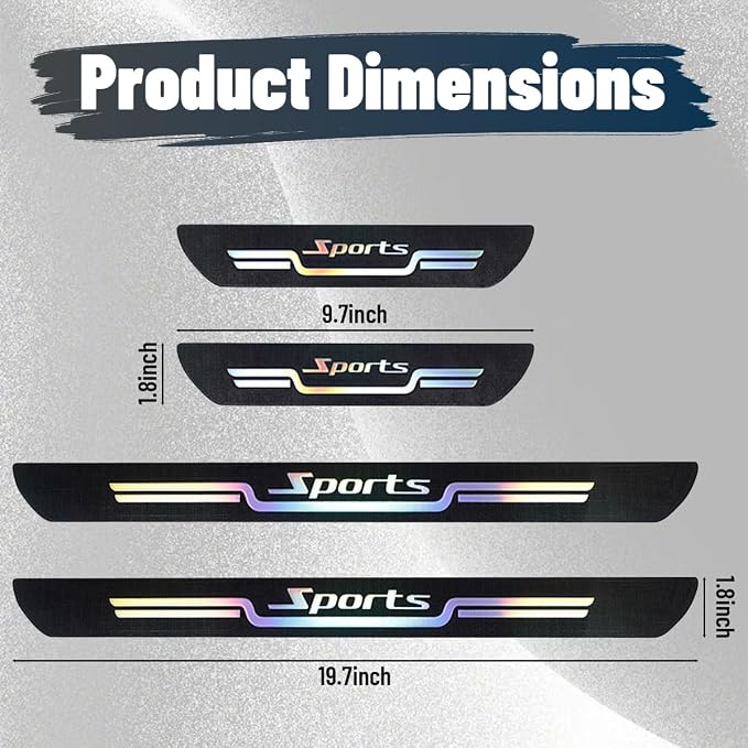 4PCS Car Door Sill Protector, Sport Anti-Slip Vehicle Door Edge Scratch Protection, Self-Adhesive Automotive Entry Guard Decoration Sticker, Universal for SUV RV Truck (Black) - Image 2