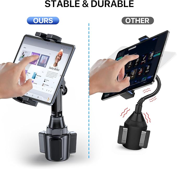 miracase Cup Holder Tablet Mount for Car, [2025 Latest Upgraded] Adjustable Long Neck Car Tablet Holder Friendly Compatible with iPad, Pro, Air, Mini Samsung Galaxy Tab, All 6.1-12.9" Tab - Image 6