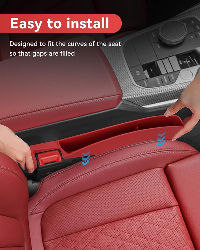 Car Seat Gap Filler, Seat Gap Organizer with Phone Holder, Car Seat Accessories, Car Organizer Fit SUV Truck-2PCS Red - Image 4