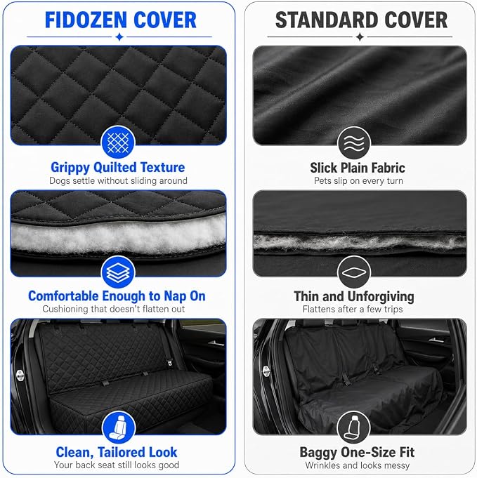 Dog Car Seat Cover & Protector, Pet Back Seat Cover for Cars & SUVs, 62" | Waterproof rear seat cover for dogs, kids & baby boys; fits large SUV & trucks and protects seats from fur & spills. - Image 6