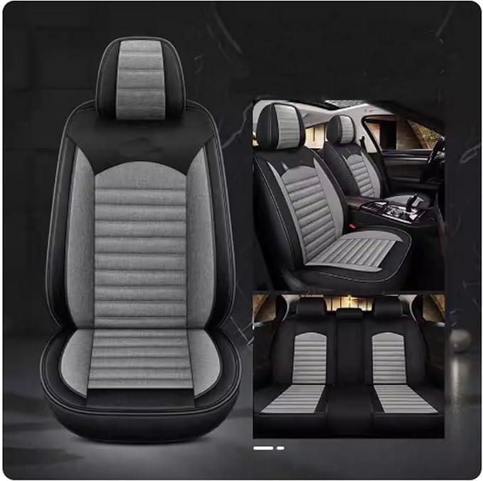 Custom Car Seat Covers Fit for Wrangler JL JK Rubicon Sahara Grand Cherokee L Cherokee Compass Renegade Gladiator Wagoneer Liberty Commander Grand Cherokee SRT (Black Gray (Linen)) - Image 5