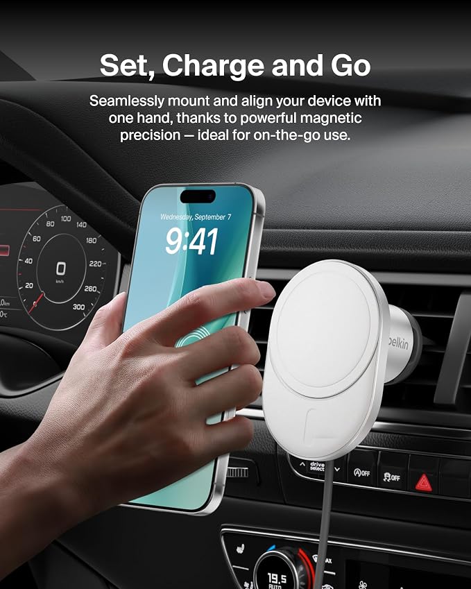 Belkin 15W MagSafe-Compatible Wireless Car Charger, Vent Mount | iPhone 17/16/15/14/13, Pixel 10 compatible, fast charging, secure vent mount, hands-free driving - Image 4
