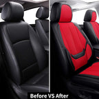 Coverado Front Seat Covers, Universal Seat Covers for Cars, Breathable Leather Car Seat Protector, Front Car Seat Covers, Seat Covers Waterproof, Driver Seat Cover Fit for Most Cars, BlackRed - Image 8