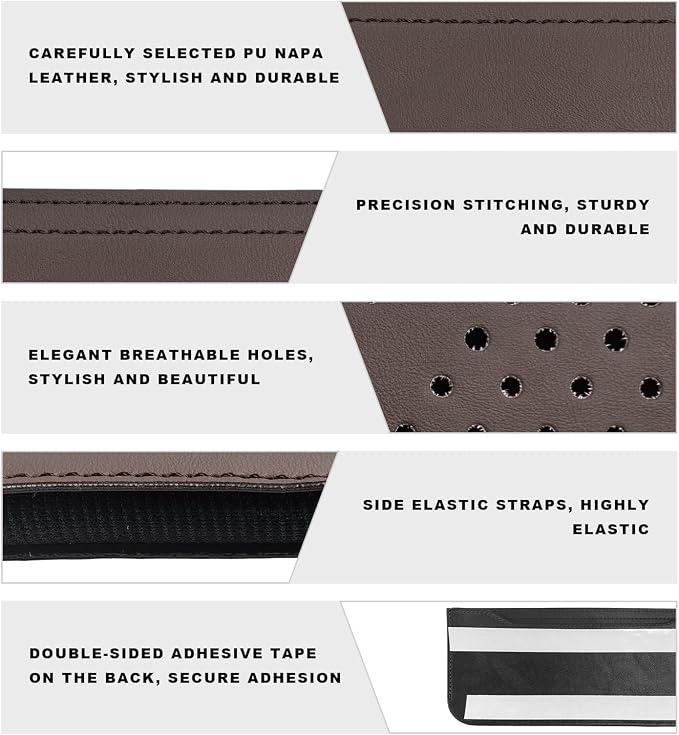 Car Seat Side Pocket Organizer, Auto Center Console Storage Pocket with Adhesive Tape, Multifunctional Leather Tray Pouch Sunglasses Holder for Car Seat Door Window (Brown) - Image 3