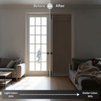 RYB HOME French Door Curtain 80 inch Long, Blackout Blinds for Patio Door | Thermal Insulated, Self Adhesive, Privacy, For Bedroom Kitchen Front Entry Front Back Door Glass Window, W34 x L80, 1 Panel - Image 5
