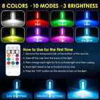 PIFOOG 4-Pack Wireless Strobe Lights for Car, Rechargeable LED Warning Lights with Remote Control, IP67 Waterproof, USB-C Fast Charging, 8 Colors, 3 Brightness Levels for Motorcycle, Bike & Scooter - Image 3