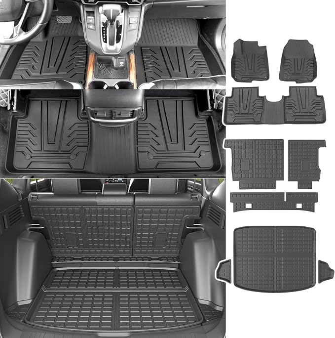 powoq Fuel Floor Mats Cargo Mat Compatible with 2017-2022 Honda CRV | Trunk Mat Floor Liner TPE Replacement for 2017-2022 Honda CRV Accessories (Fit 17-22 Fuel Model, Trunk+Backrest+Floor Mat) by powoq