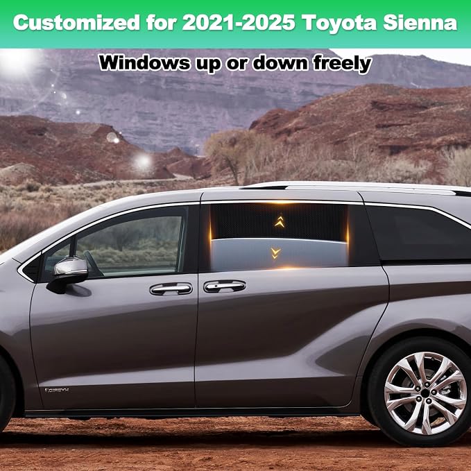 Sienna Window Shades 2021-2025, Rear Side Mesh, 2PCS | Custom Fit Window Shades, Breathable Mesh Blocks UV Rays, Reduces Heat & Glare, Creates Comfort for Babies & Rear Passengers - Image 4