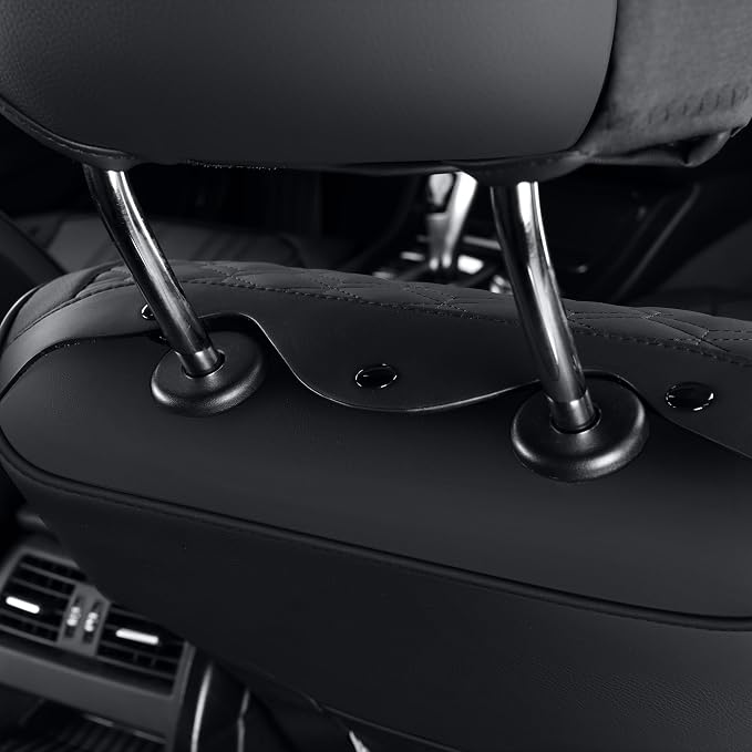 FLORICH Leather Cars Seat Covers Automotive Seat Cover Front Pair Waterproof Seat Covers for Car Vehicle Seat Cushion Protector Universal Fit for Most Cars Trucks SUVs, Black - Image 9