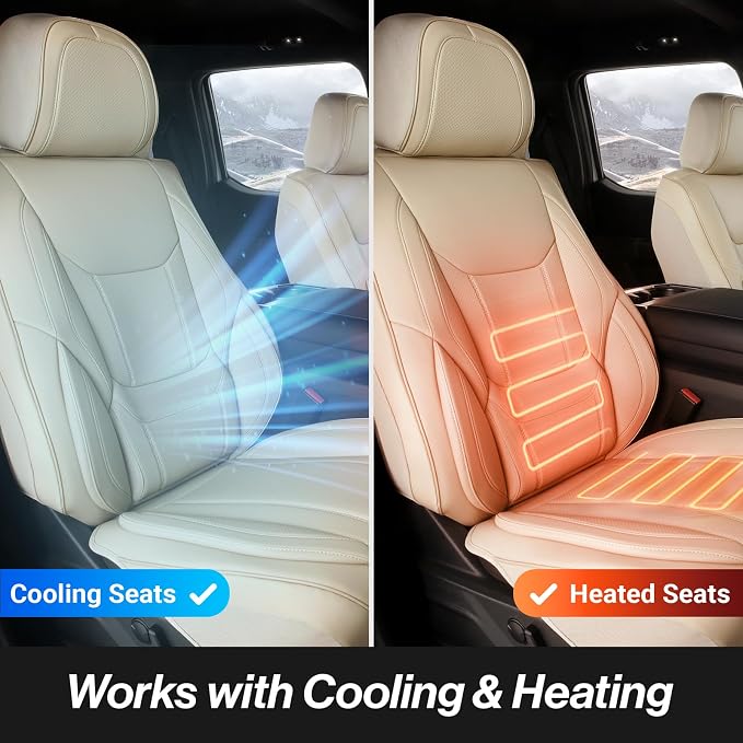 Coverland Premium Custom Fit Truck Car Seat Covers Full Set Seat Waterproof | Airbag Compatible Non-Slip Seat Cover for Silverado, Sierra 1500, 2500HD, 3500HD [Beige - Size Chart X52] - Image 5