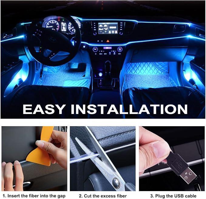 Interior Car LED Strip Lights, RGB 2 in 1 USB Car Ambient Lighting Kit | Wireless APP & Remote Control, 158 Inches Fiber Optic, Inside Neon Dash Lights with Music Mode Car Interior Accessories - Image 3