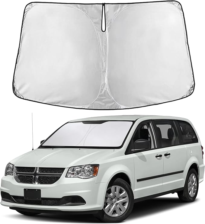 Autovir Windshield Sun Shade Fit for 2008-2018 2019 2020 Dodge Caravan | Sunshade, Front Car Window Shades Sun Visor, Blocks UV Rays & Heat, Car Accessories by Autovir