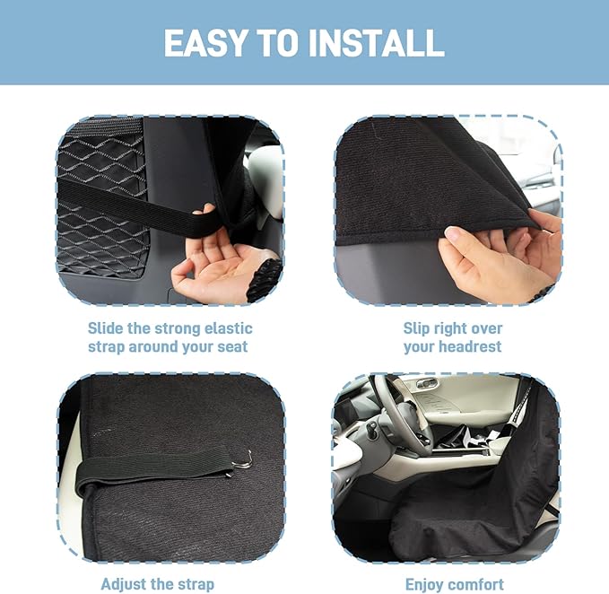 Waterproof Car Seat Cover Towel, Universal Fit Seat Protector for Cars and Small SUVs Anti-Slip Front Seat Protectors for Gym, Pets & Travel, Black, Machine Washable - Image 6