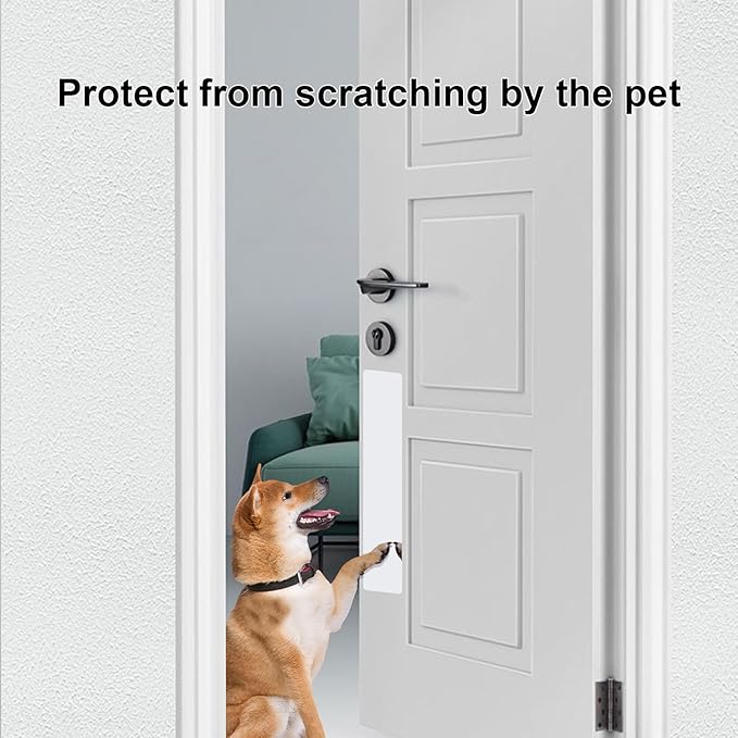Dog Door Protector from Scratching, Steel Guard, Gloss White 4"x16" | Prevents Claw Marks & Scuffs, Smooth Rounded Corners, Self-Adhesive Install, Anti-Scratch Kick Plate, 2 Pcs - Image 3