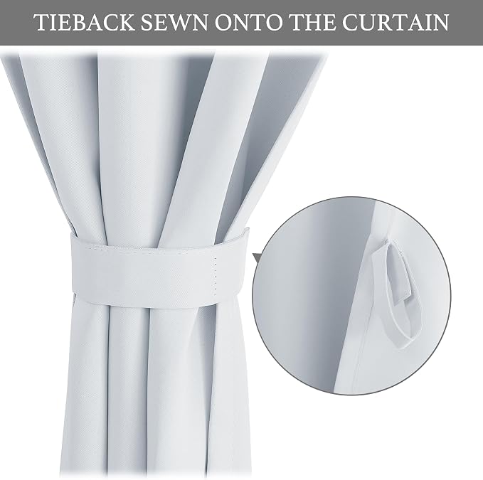 NICETOWN Greyish White French Door Curtains 72 Inches Long for Door Window | Self Adhesive Portable Blackout Thermal Insulated Window Curtain for Bedroom Living Room, 1 Panel, 26" x 72" - Image 3
